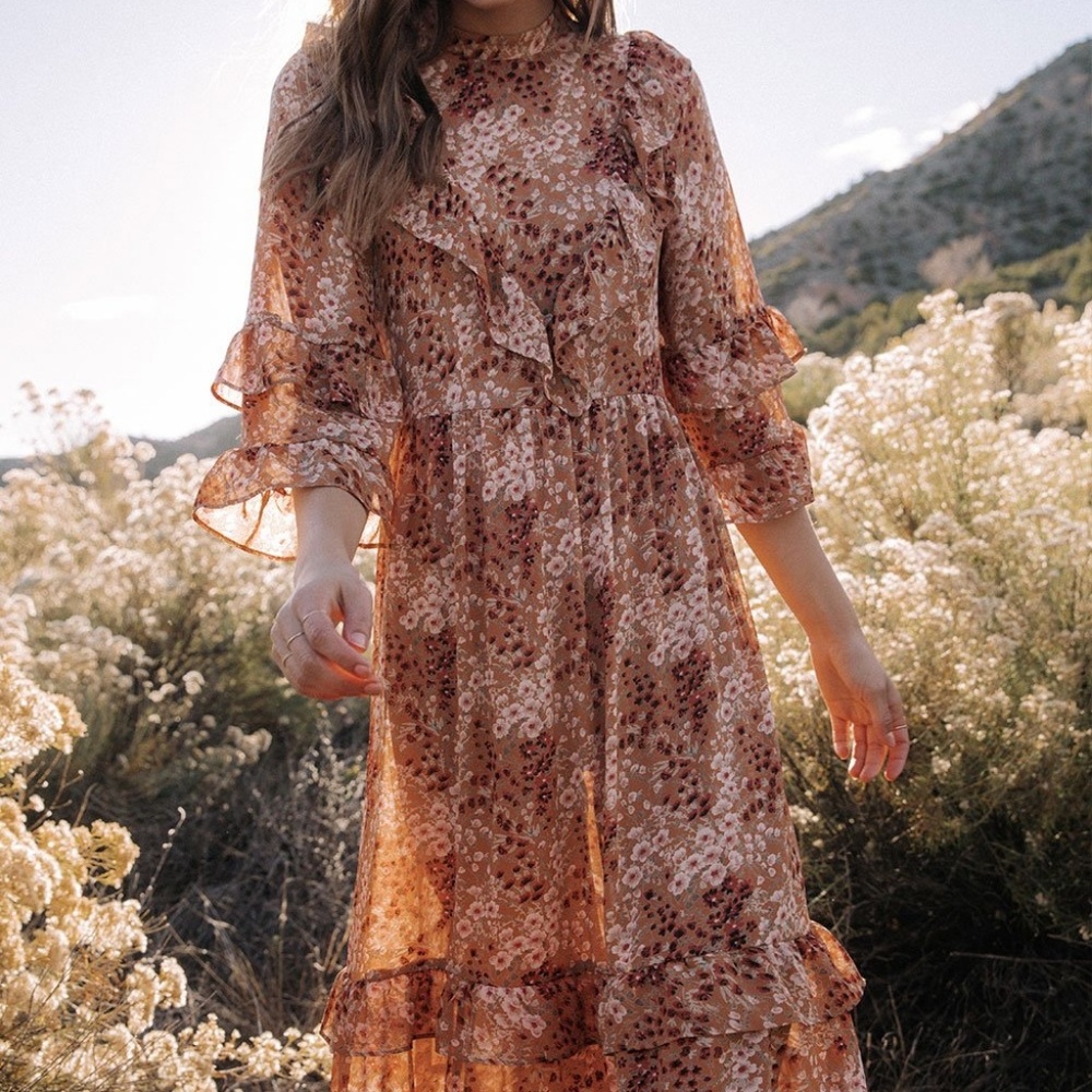 Christy Dawn Bijou Dress in Rust Garden - Small